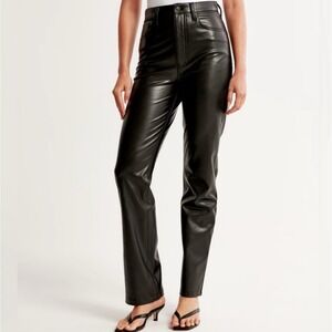 Abercrombie Faux Leather 90s Ultra High Rise Black Pants 36/ 22 NWT